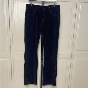 Reality Women’s Dark Wash Flare Jeans Size 14 Stretch Faux Suede